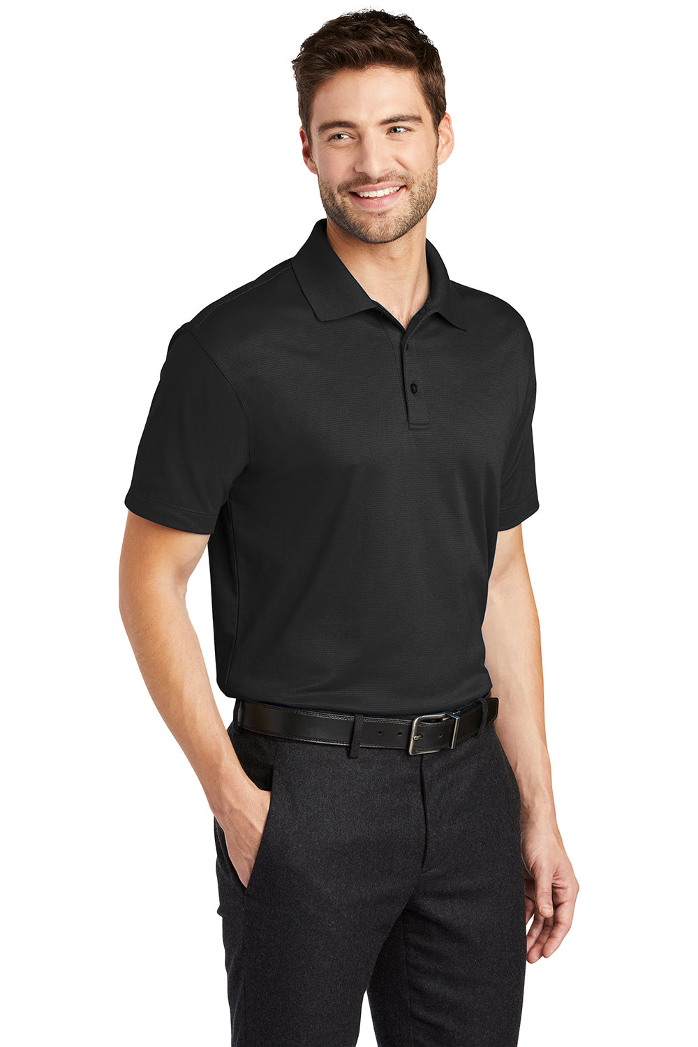 Port Authority K573 Mens Rapid Dry Moisture Wicking Short Sleeve Polo Shirt Black Model 3q