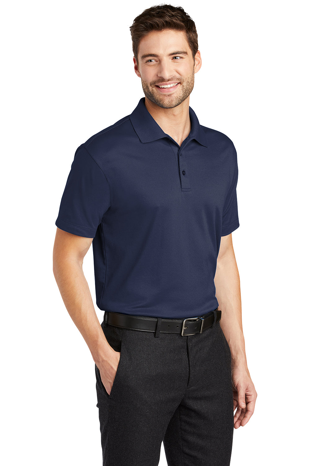 Port Authority K573 Mens Rapid Dry Moisture Wicking Short Sleeve Polo Shirt True Navy Blue Model 3q