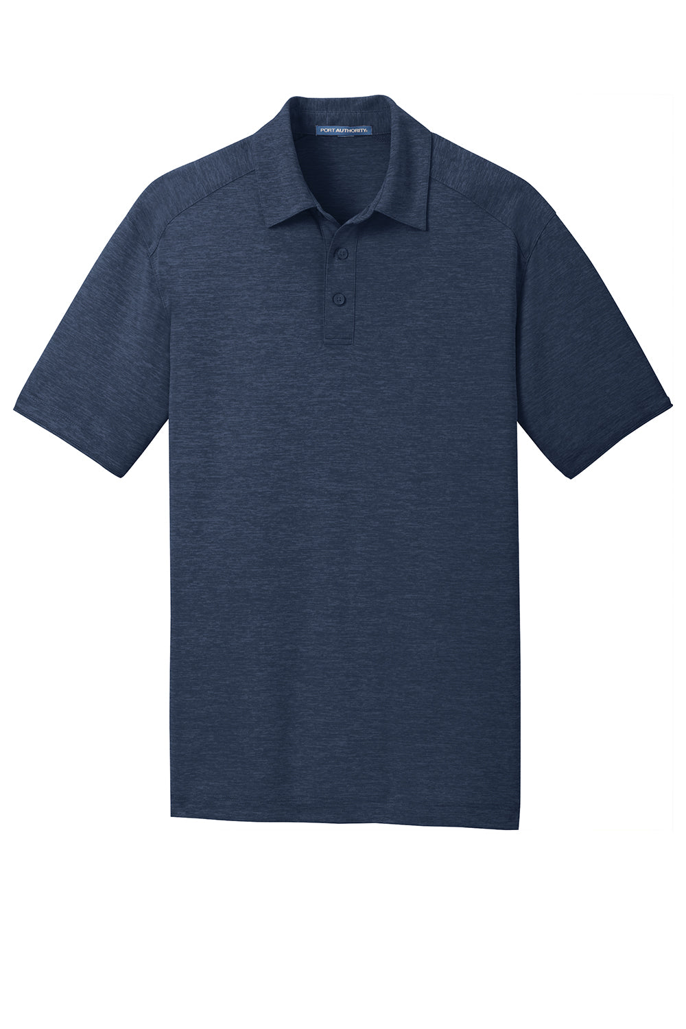 Port Authority K574 Mens Digi Heather Performance Moisture Wicking Short Sleeve Polo Shirt Dress Navy Blue Flat Front