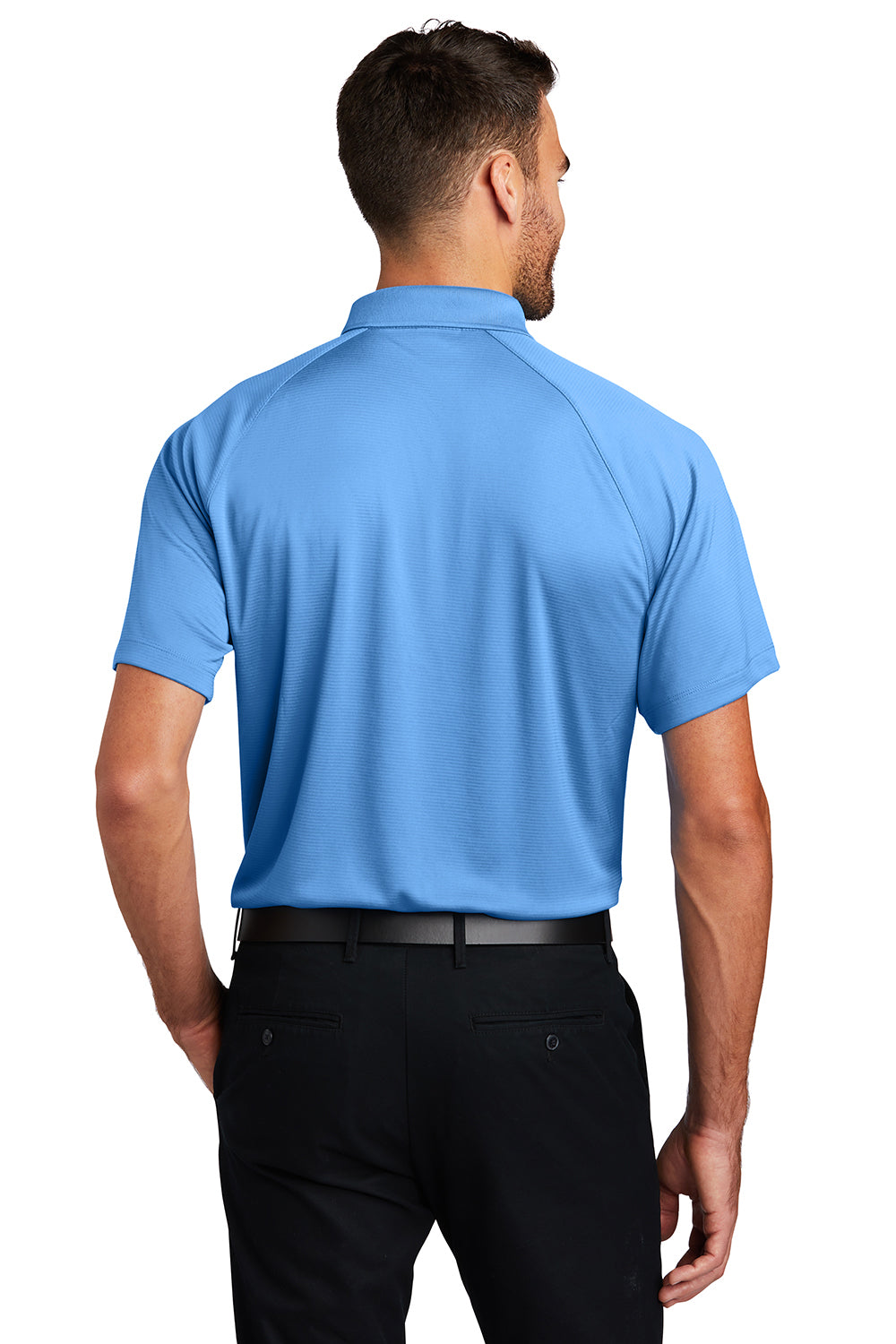 Port Authority K575 Mens Crossover Moisture Wicking Short Sleeve Polo Shirt Azure Blue Model Back