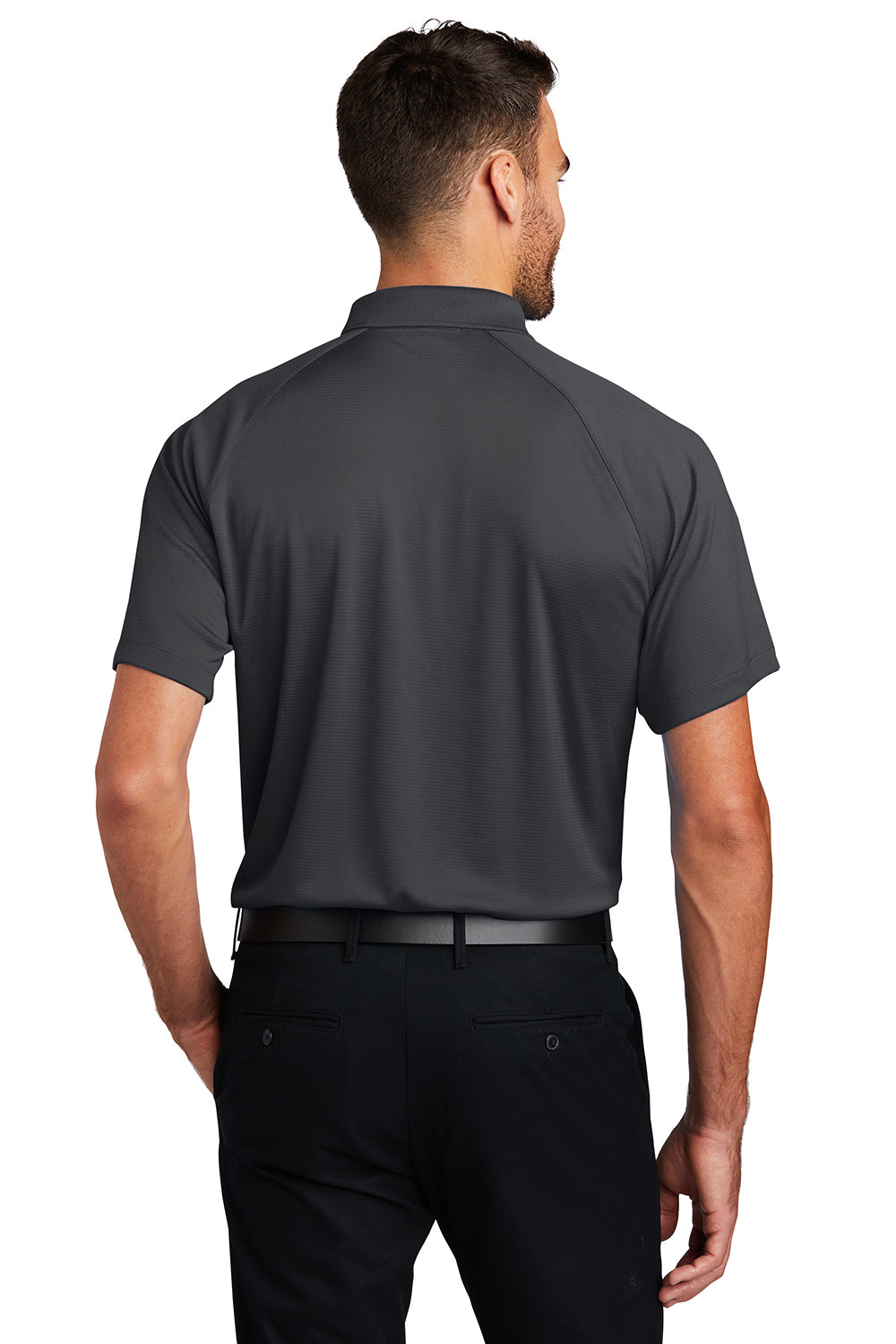 Port Authority K575 Mens Crossover Moisture Wicking Short Sleeve Polo Shirt Battleship Grey Model Back