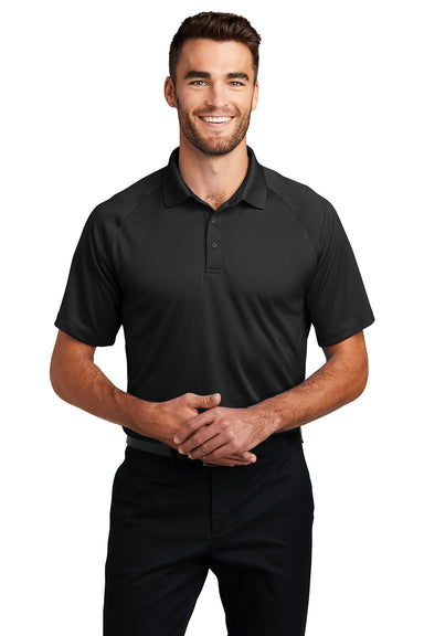 Port Authority K575 Mens Crossover Moisture Wicking Short Sleeve Polo Shirt Black Model Front