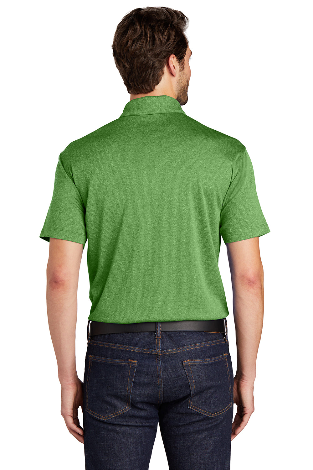 Port Authority K576 Mens Trace Moisture Wicking Short Sleeve Polo Shirt Heather Vine Green Model Back