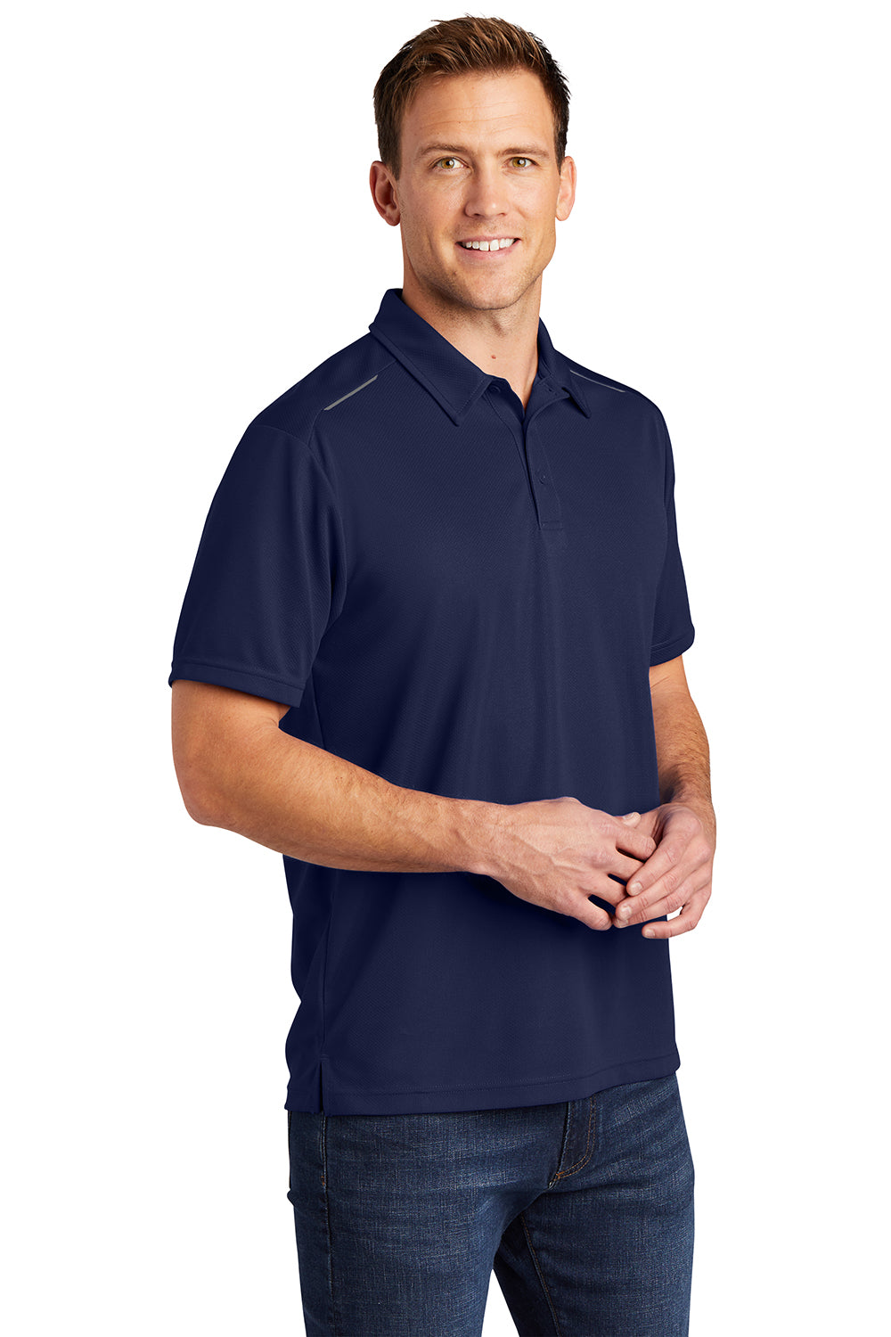 Port Authority K580 Mens Moisture Wicking Short Sleeve Polo Shirt True Navy Blue Model 3q