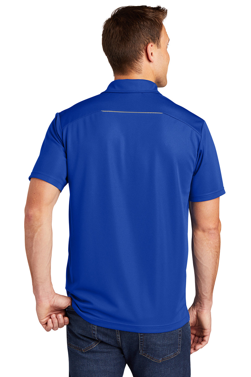 Port Authority K580 Mens Moisture Wicking Short Sleeve Polo Shirt True Royal Blue Model Back