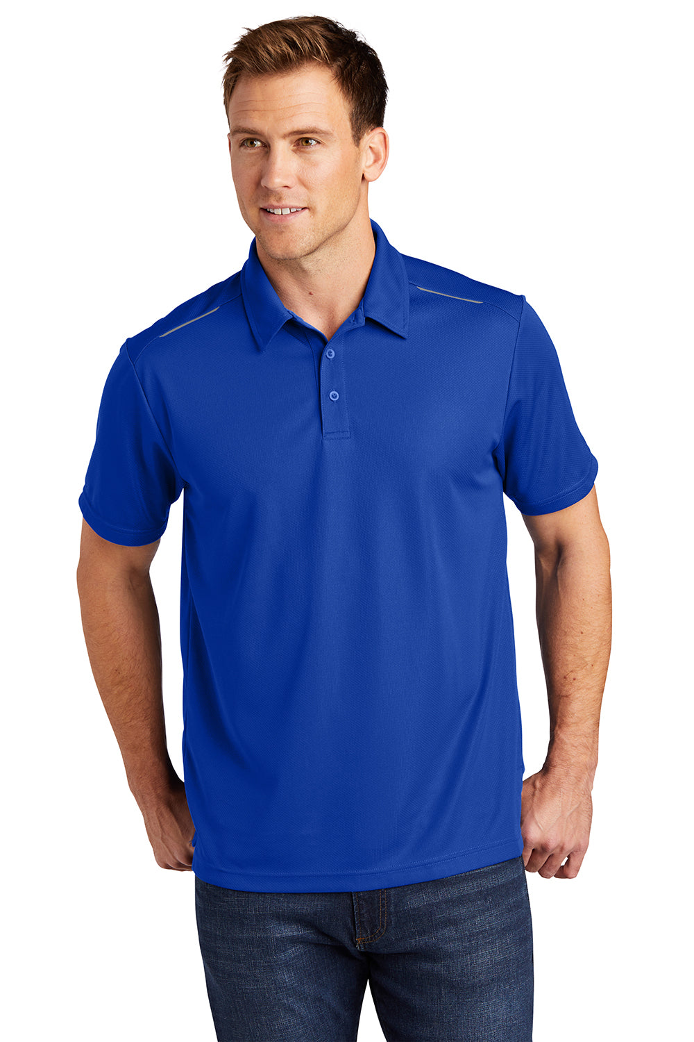 Port Authority K580 Mens Moisture Wicking Short Sleeve Polo Shirt True Royal Blue Model Front