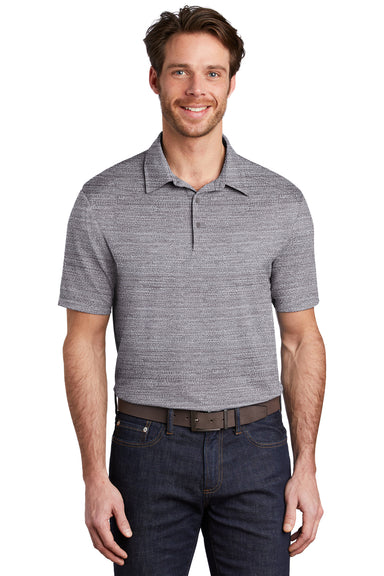 Port Authority K583 Mens Moisture Wicking Short Sleeve Polo Shirt Graphite Grey/White Model Front