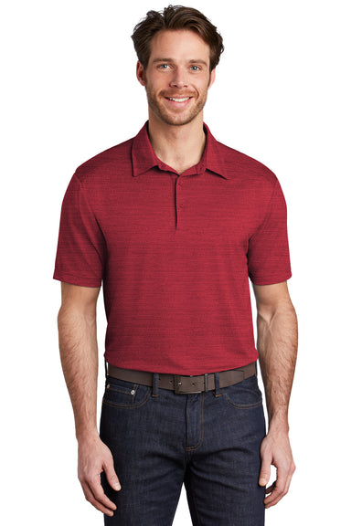 Port Authority K583 Mens Moisture Wicking Short Sleeve Polo Shirt Red/Black Model Front