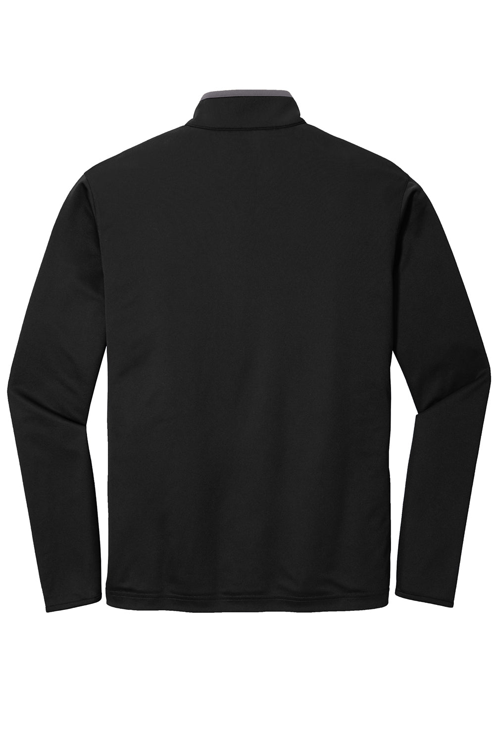 Port Authority K584 Mens Silk Touch Performance Moisture Wicking 1/4 Zip Sweatshirt Black/Steel Grey Flat Back