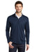 Port Authority K584 Mens Silk Touch Performance Moisture Wicking 1/4 Zip Sweatshirt Navy Blue/Steel Grey Model Front