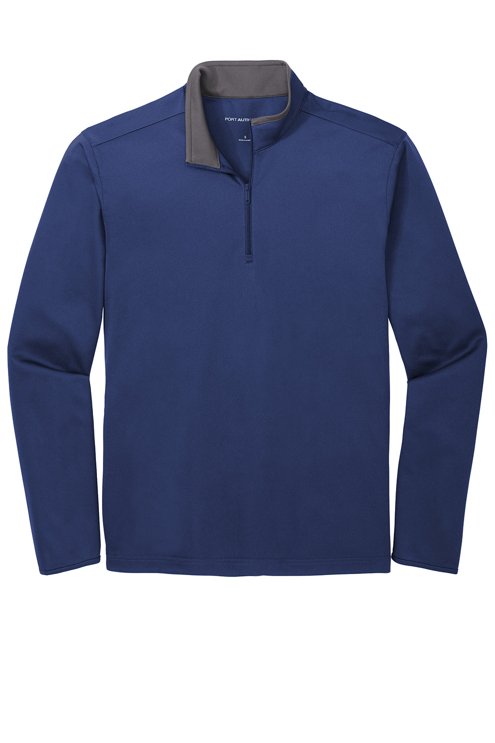 Port Authority K584 Mens Silk Touch Performance Moisture Wicking 1/4 Zip Sweatshirt Royal Blue/Steel Grey Flat Front