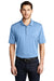 Port Authority K585 Mens Shadow Stripe Moisture Wicking Short Sleeve Polo Shirt Carolina Blue Model Front