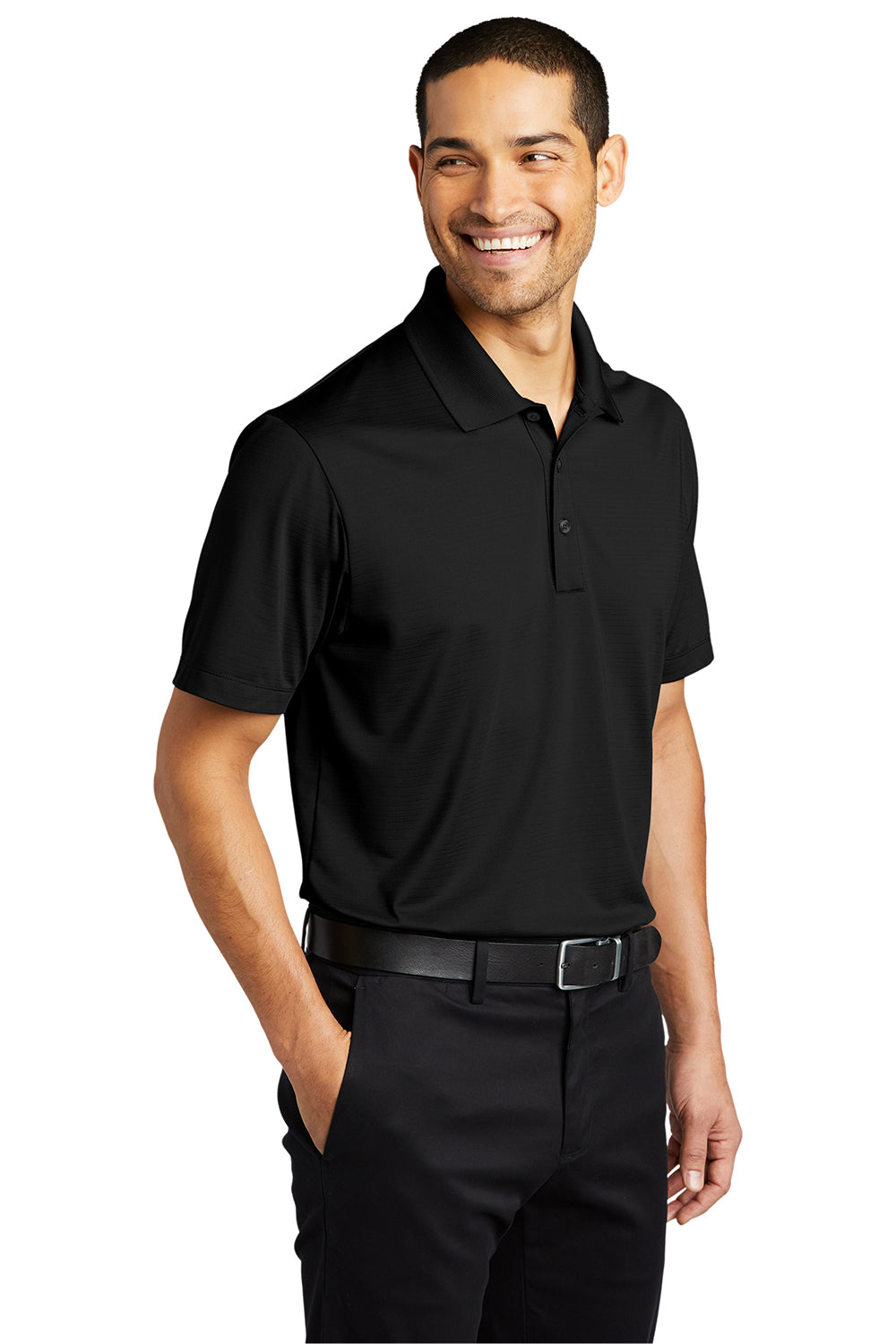 Port Authority K587 Mens Eclipse Moisture Wicking Short Sleeve Polo Shirt Deep Black Model 3q