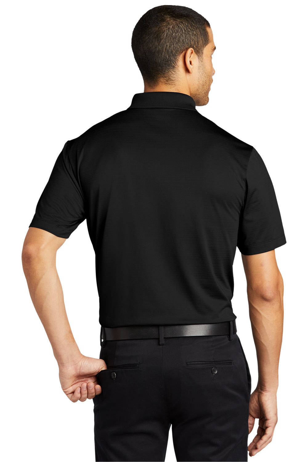 Port Authority K587 Mens Eclipse Moisture Wicking Short Sleeve Polo Shirt Deep Black Model Back