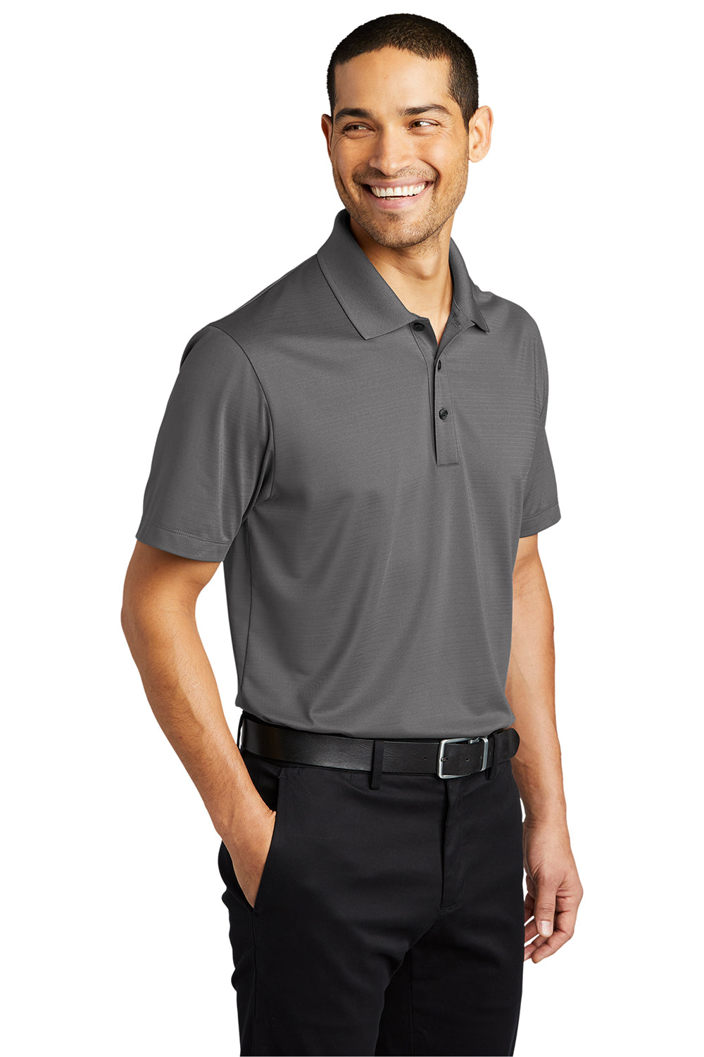 Port Authority K587 Mens Eclipse Moisture Wicking Short Sleeve Polo Shirt Shadow Grey Model 3q