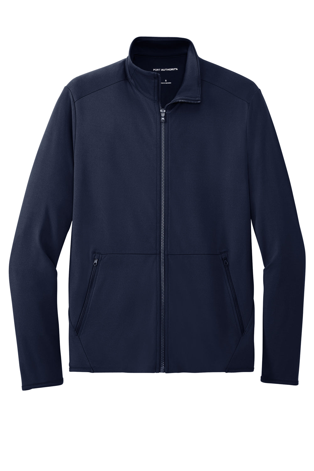 Port Authority K595 Mens Accord Stretch Fleece Moisture Wicking Full Zip Jacket Navy Blue Flat Front