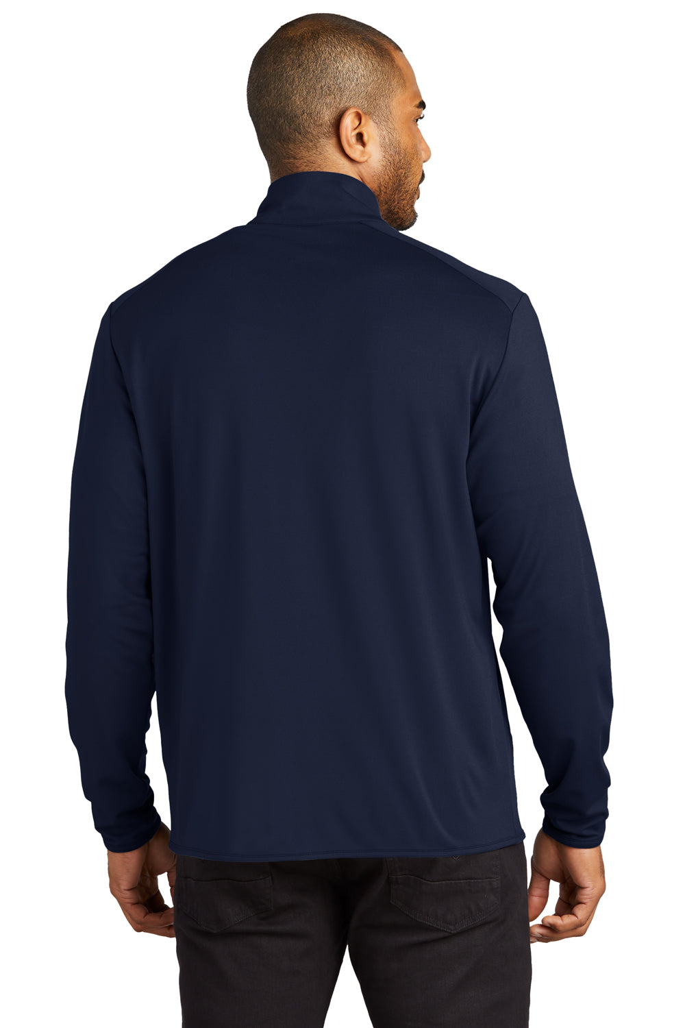 Port Authority K595 Mens Accord Stretch Fleece Moisture Wicking Full Zip Jacket Navy Blue Model Back