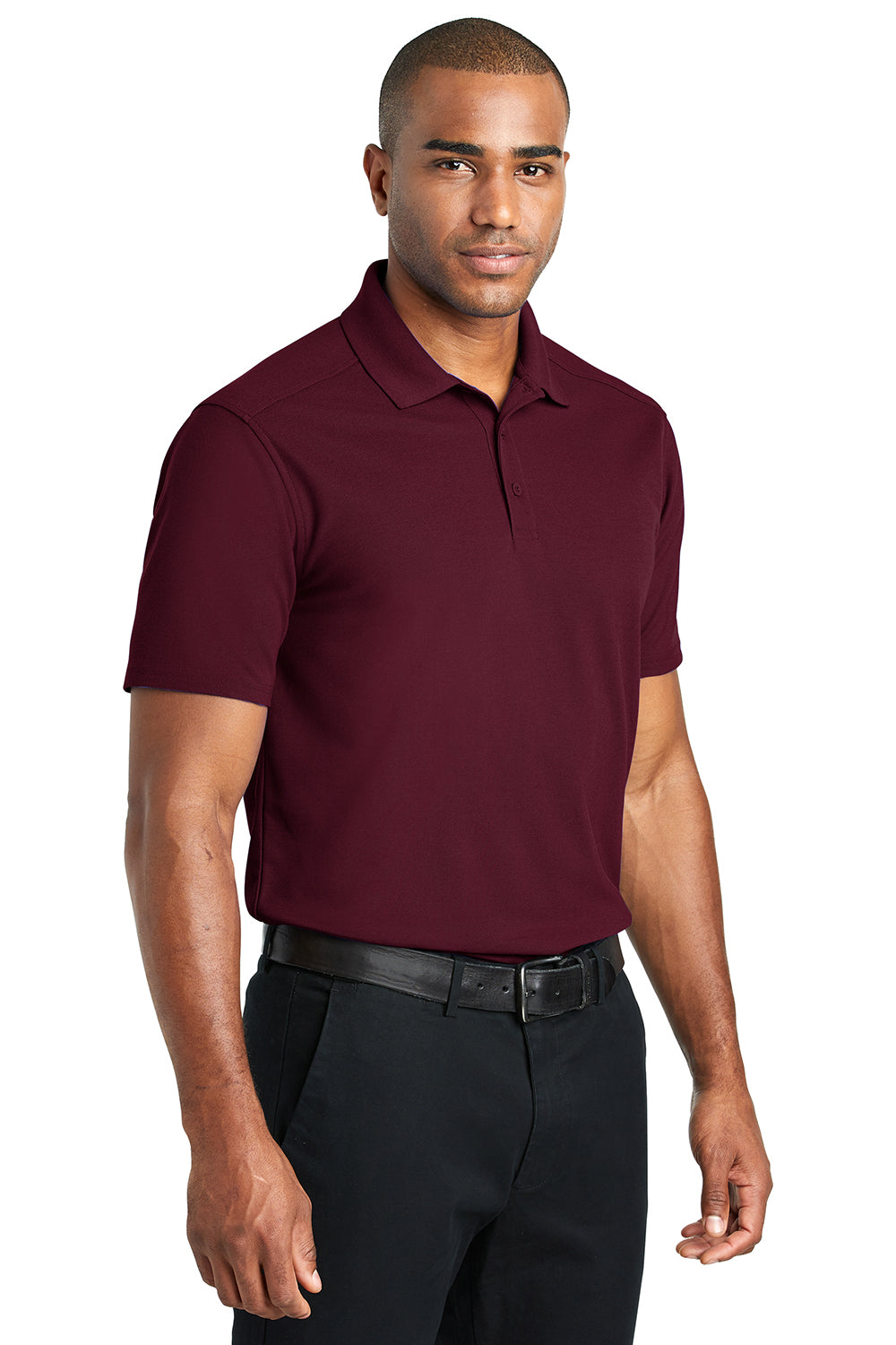 Port Authority K600 Mens EZPerformance Moisture Wicking Short Sleeve Polo Shirt Maroon Model 3q