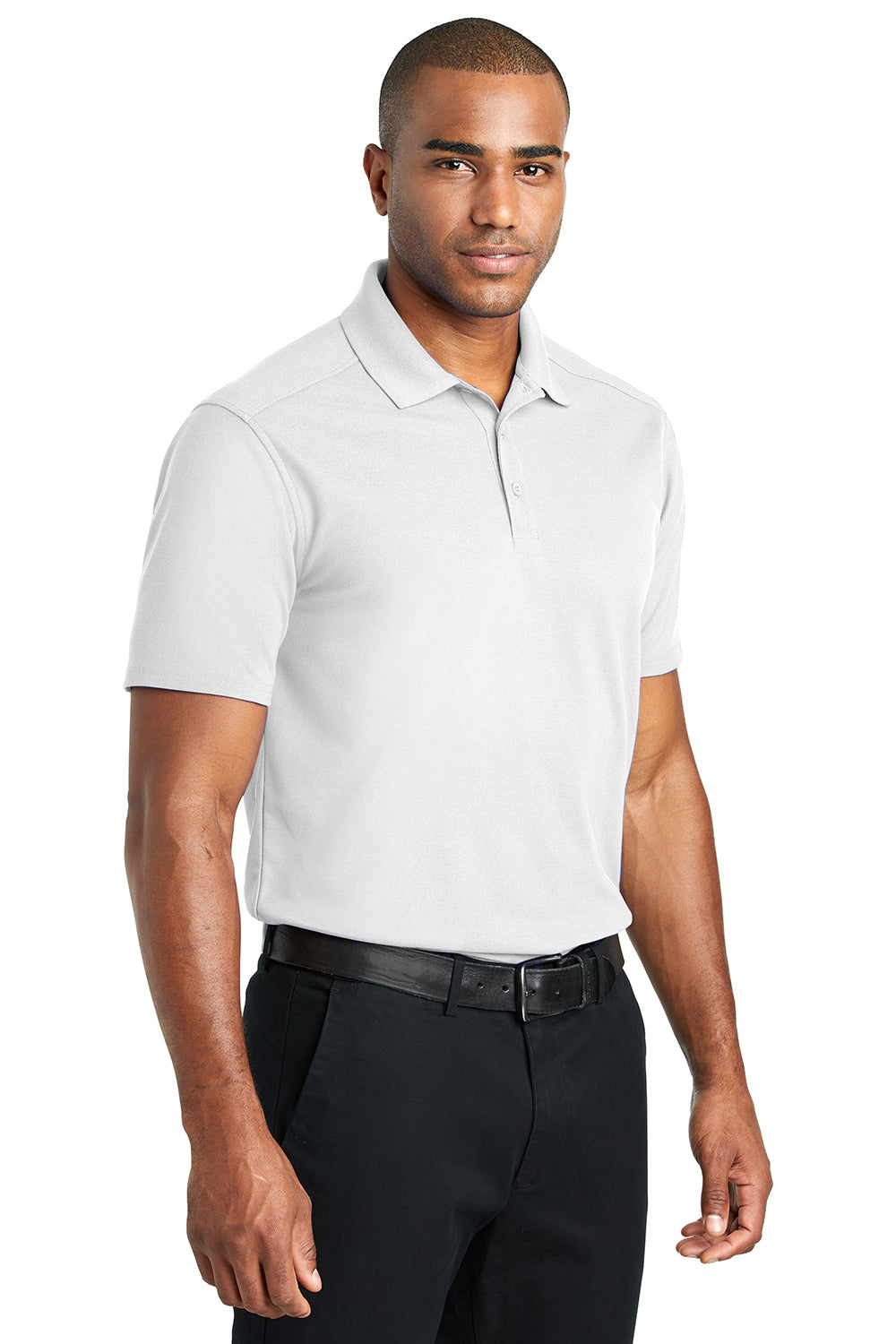 Port Authority K600 Mens EZPerformance Moisture Wicking Short Sleeve Polo Shirt White Model 3q