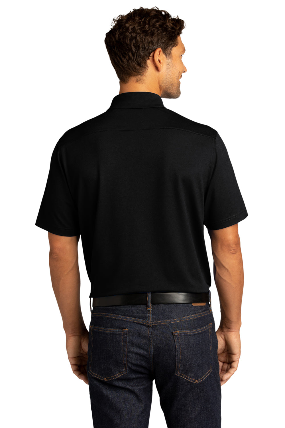 Port Authority K682 Mens City Moisture Wicking Short Sleeve Polo Shirt Black Model Back