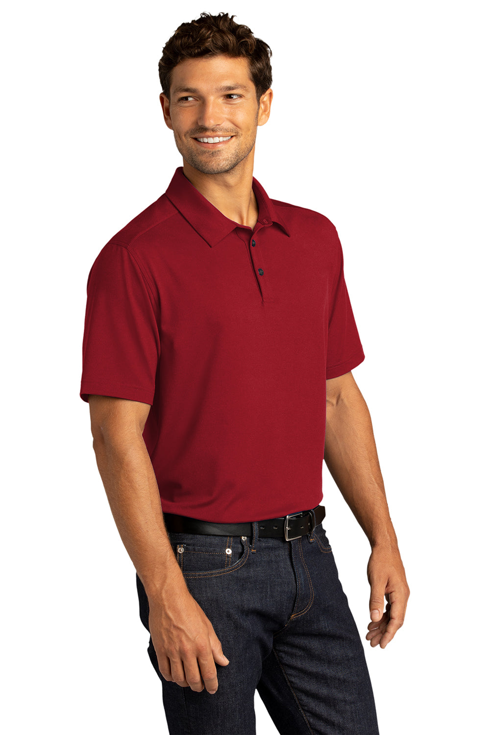 Port Authority K682 Mens City Moisture Wicking Short Sleeve Polo Shirt Garnet Red Model 3q