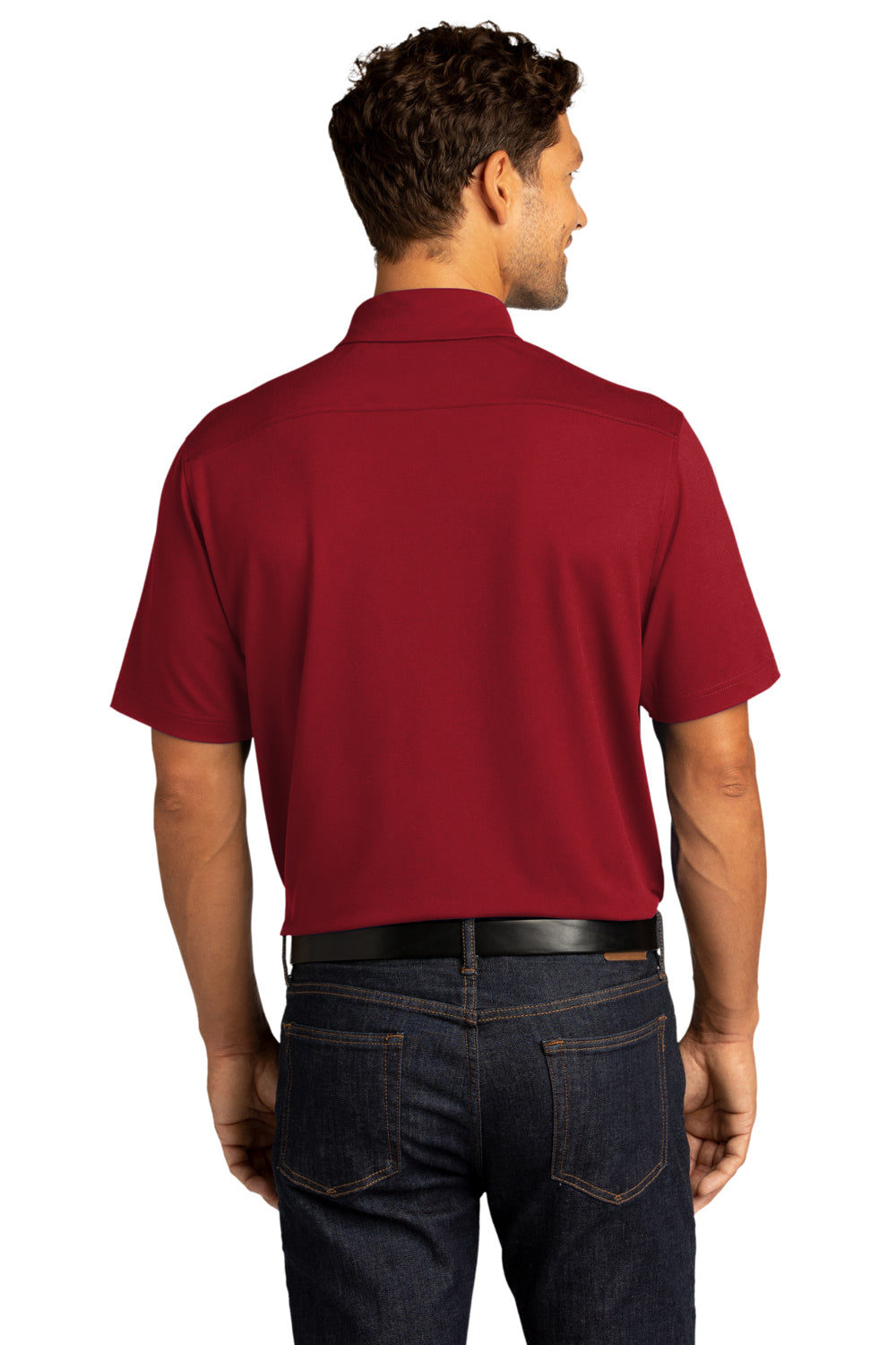 Port Authority K682 Mens City Moisture Wicking Short Sleeve Polo Shirt Garnet Red Model Back