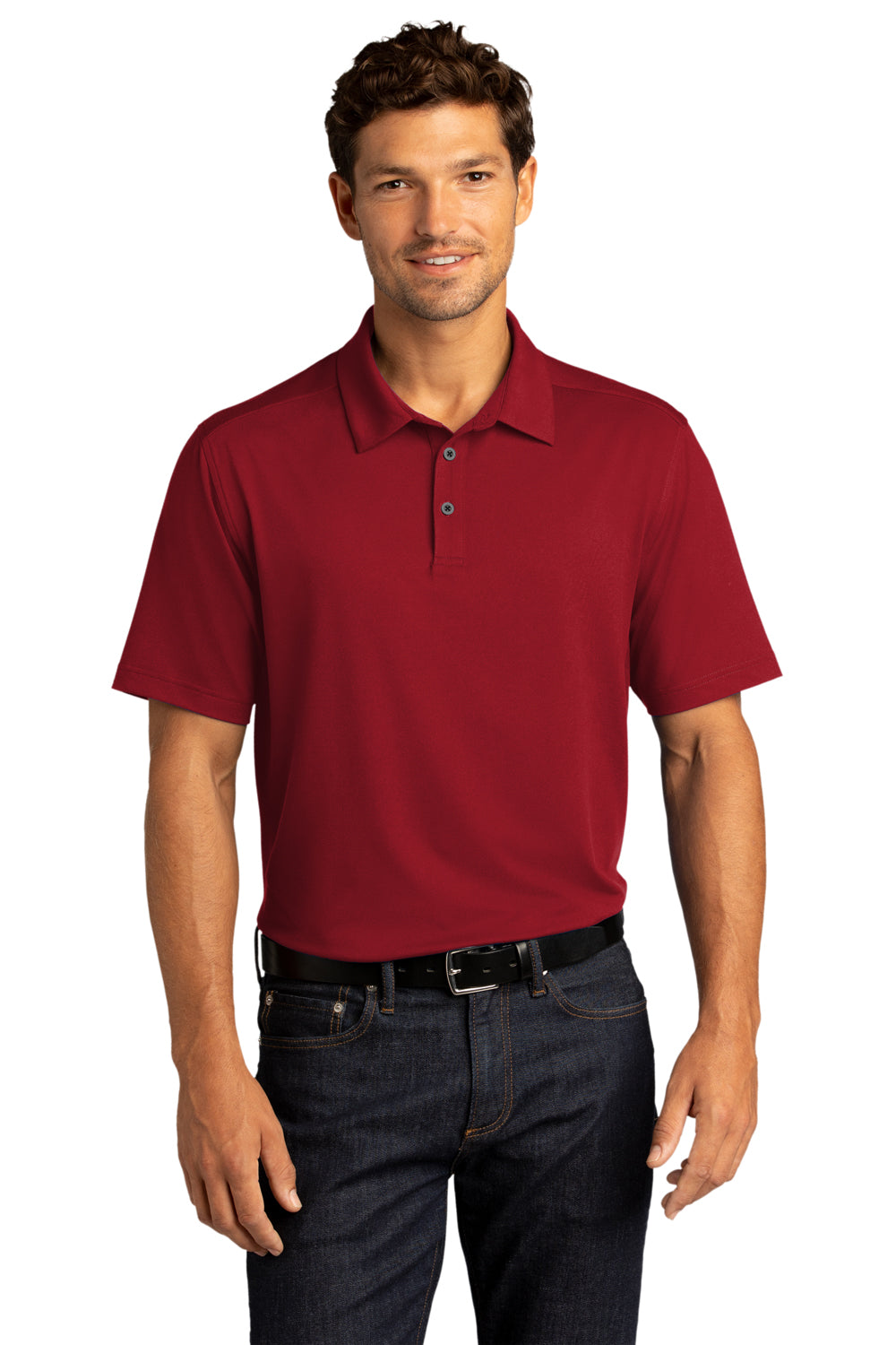 Port Authority K682 Mens City Moisture Wicking Short Sleeve Polo Shirt Garnet Red Model Front