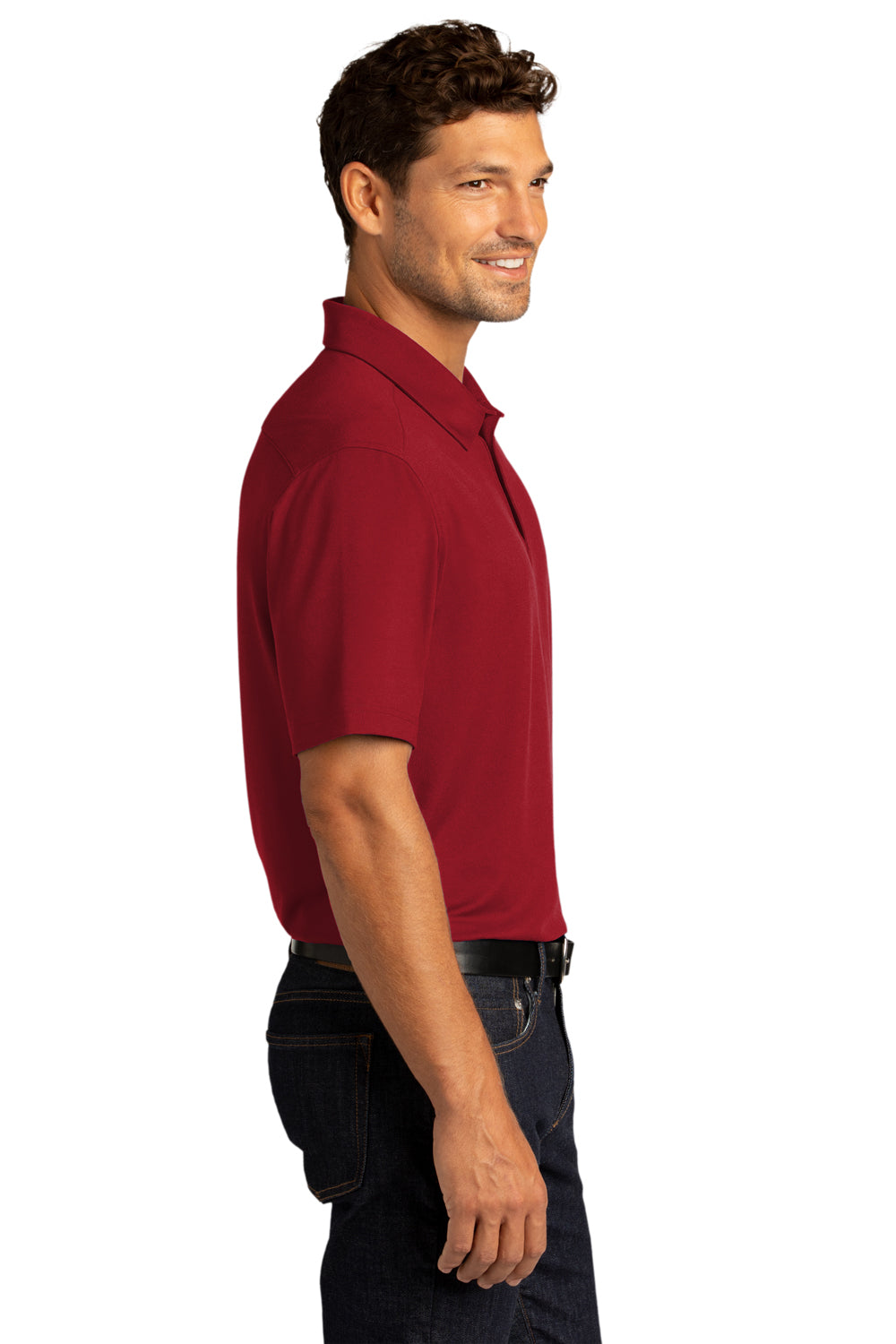 Port Authority K682 Mens City Moisture Wicking Short Sleeve Polo Shirt Garnet Red Model Side