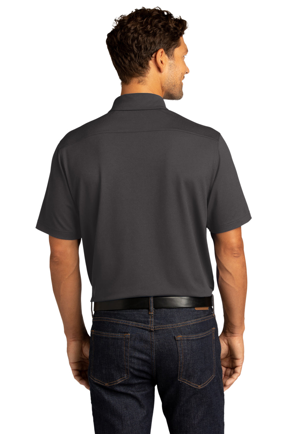 Port Authority K682 Mens City Moisture Wicking Short Sleeve Polo Shirt Graphite Grey Model Back