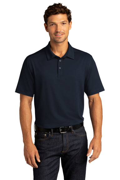 Port Authority K682 Mens City Moisture Wicking Short Sleeve Polo Shirt River Navy Blue Model Front