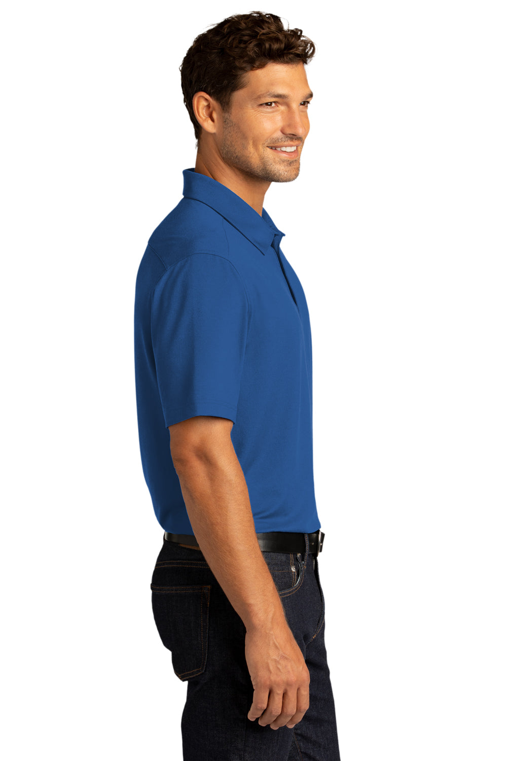 Port Authority K682 Mens City Moisture Wicking Short Sleeve Polo Shirt True Blue Model Side