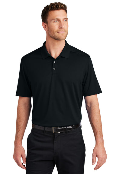 Port Authority K683 Mens City Stretch Flat Knit Short Sleeve Polo Shirt Black Model Front