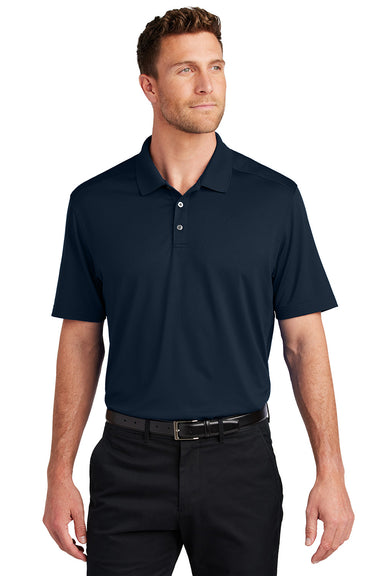 Port Authority K683 Mens City Stretch Flat Knit Short Sleeve Polo Shirt River Navy Blue Model Front