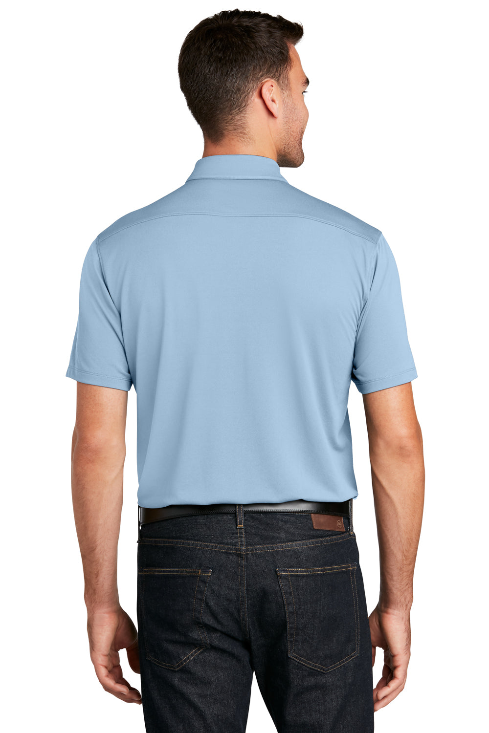 Port Authority K750 Mens Moisture Wicking Short Sleeve Polo Shirt Cloud Blue Model Back