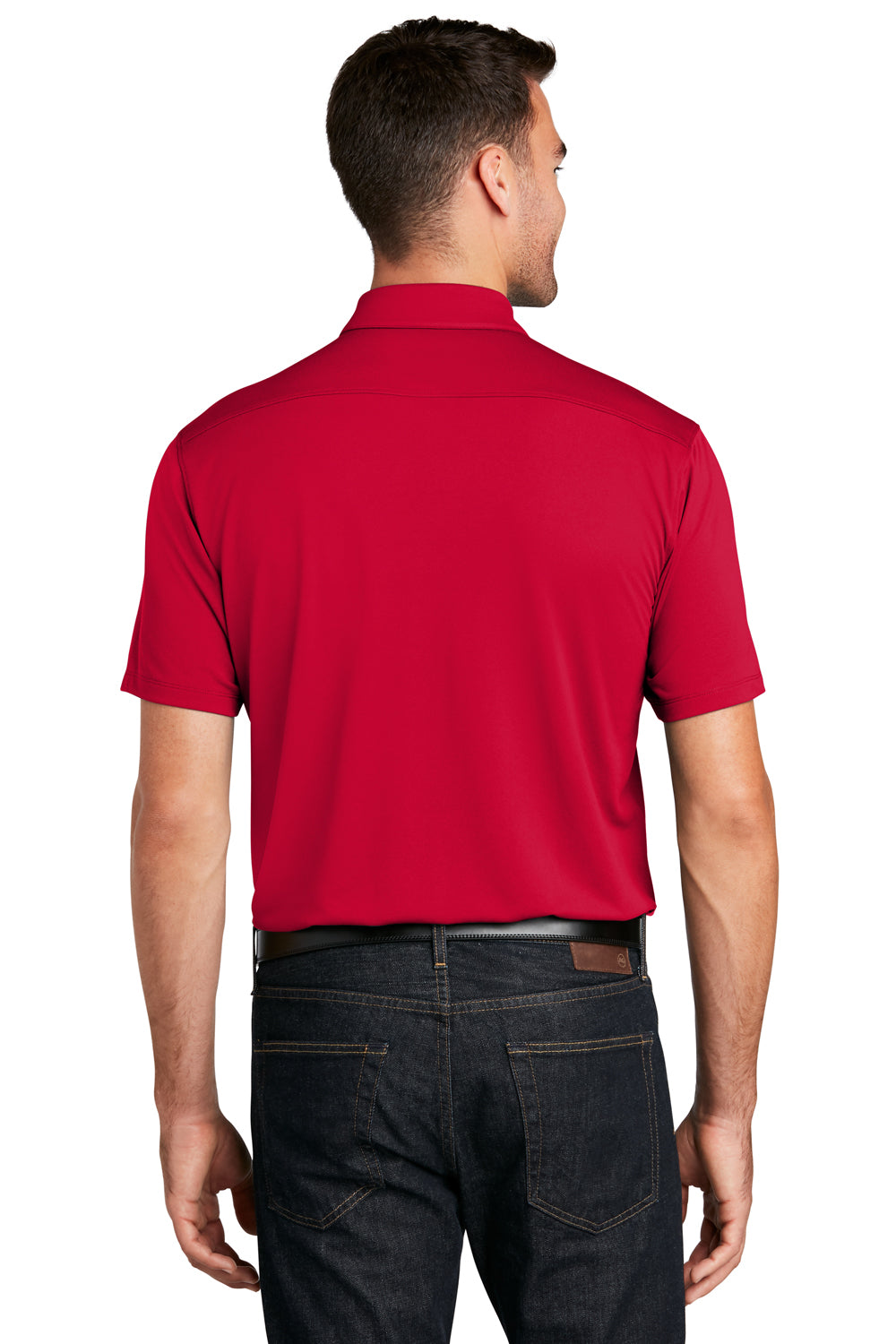 Port Authority K750 Mens Moisture Wicking Short Sleeve Polo Shirt Rich Red Model Back