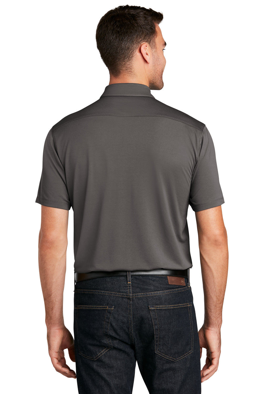 Port Authority K750 Mens Moisture Wicking Short Sleeve Polo Shirt Sterling Grey Model Back