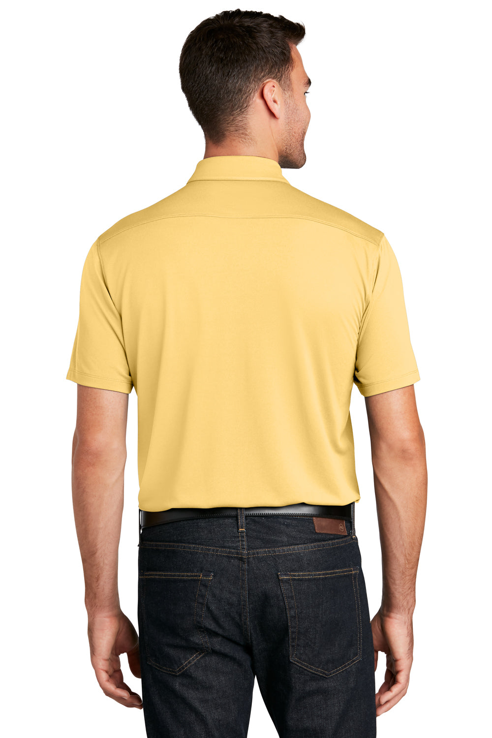 Port Authority K750 Mens Moisture Wicking Short Sleeve Polo Shirt Sunbeam Yellow Model Back