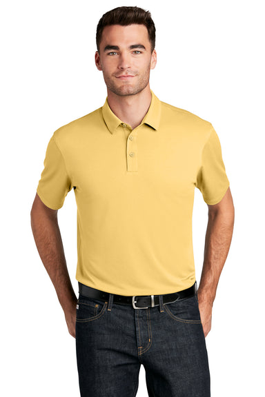 Port Authority K750 Mens Moisture Wicking Short Sleeve Polo Shirt Sunbeam Yellow Model Front