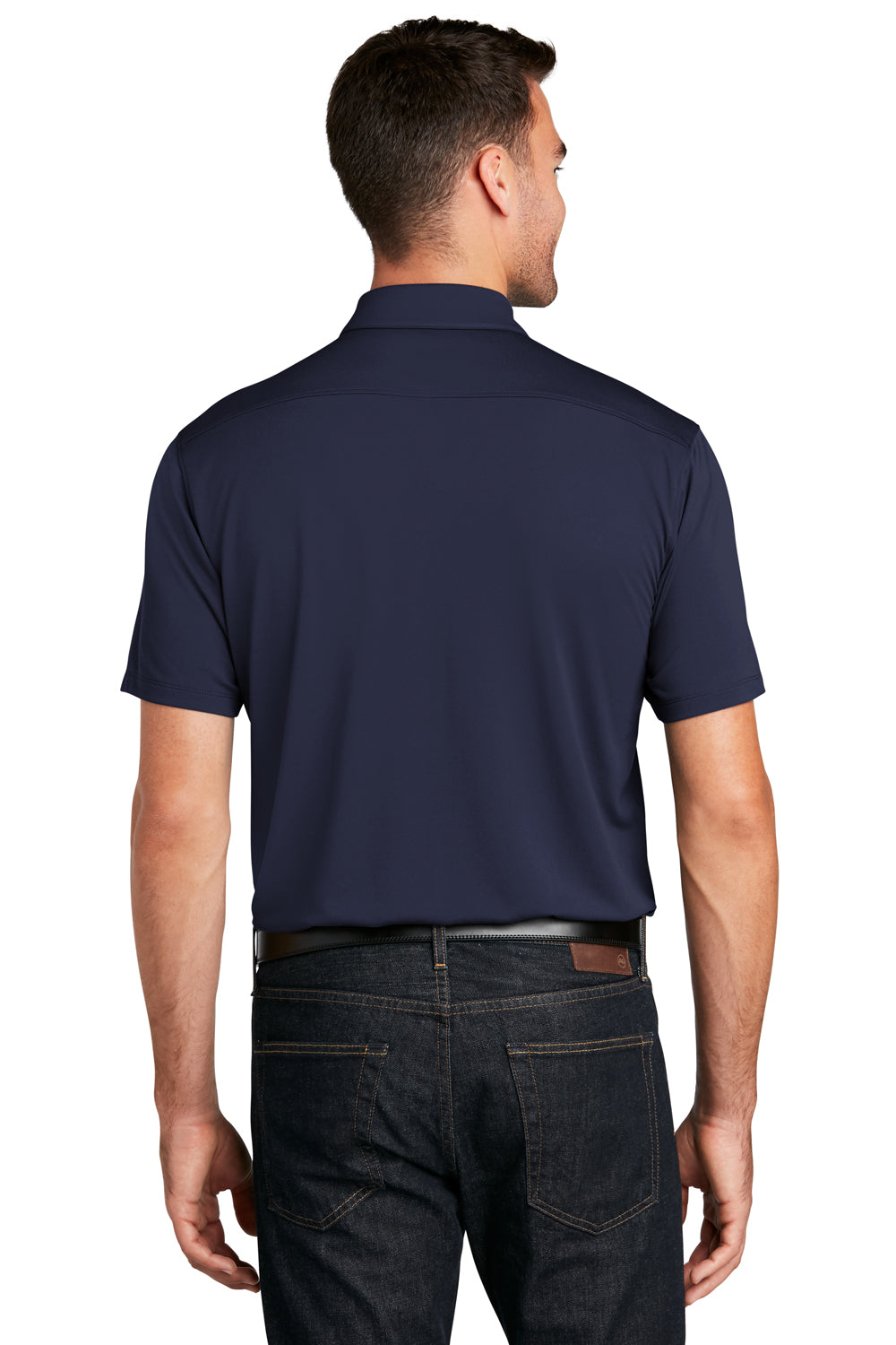 Port Authority K750 Mens Moisture Wicking Short Sleeve Polo Shirt True Navy Blue Model Back