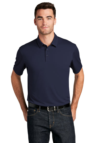 Port Authority K750 Mens Moisture Wicking Short Sleeve Polo Shirt True Navy Blue Model Front