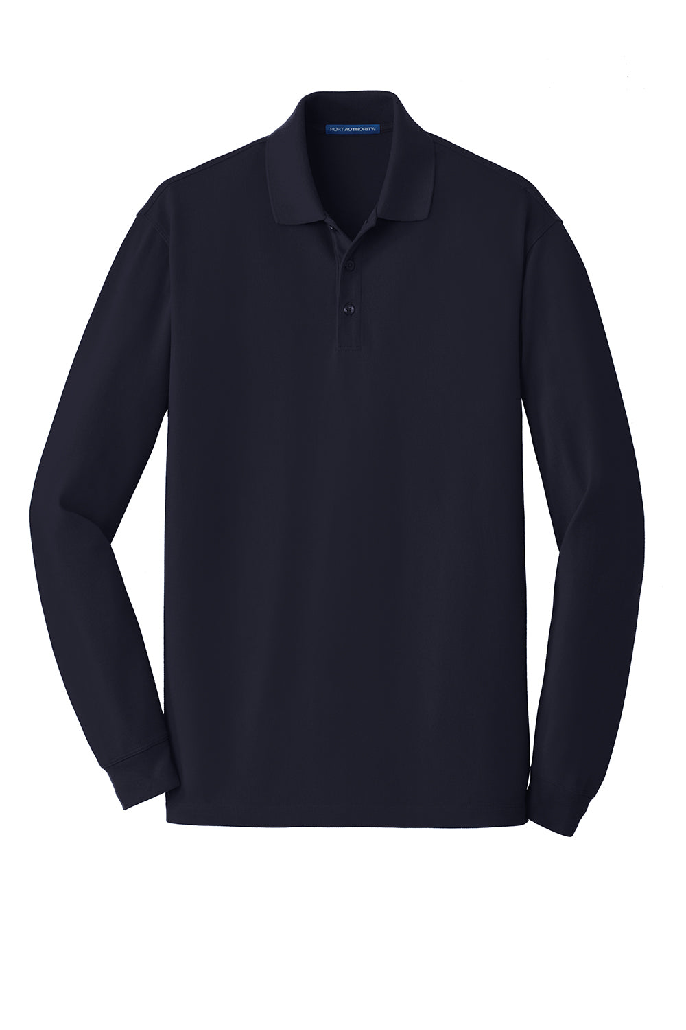 Port Authority K8000LS Mens Wrinkle Resistant Long Sleeve Polo Shirt Navy Blue Flat Front