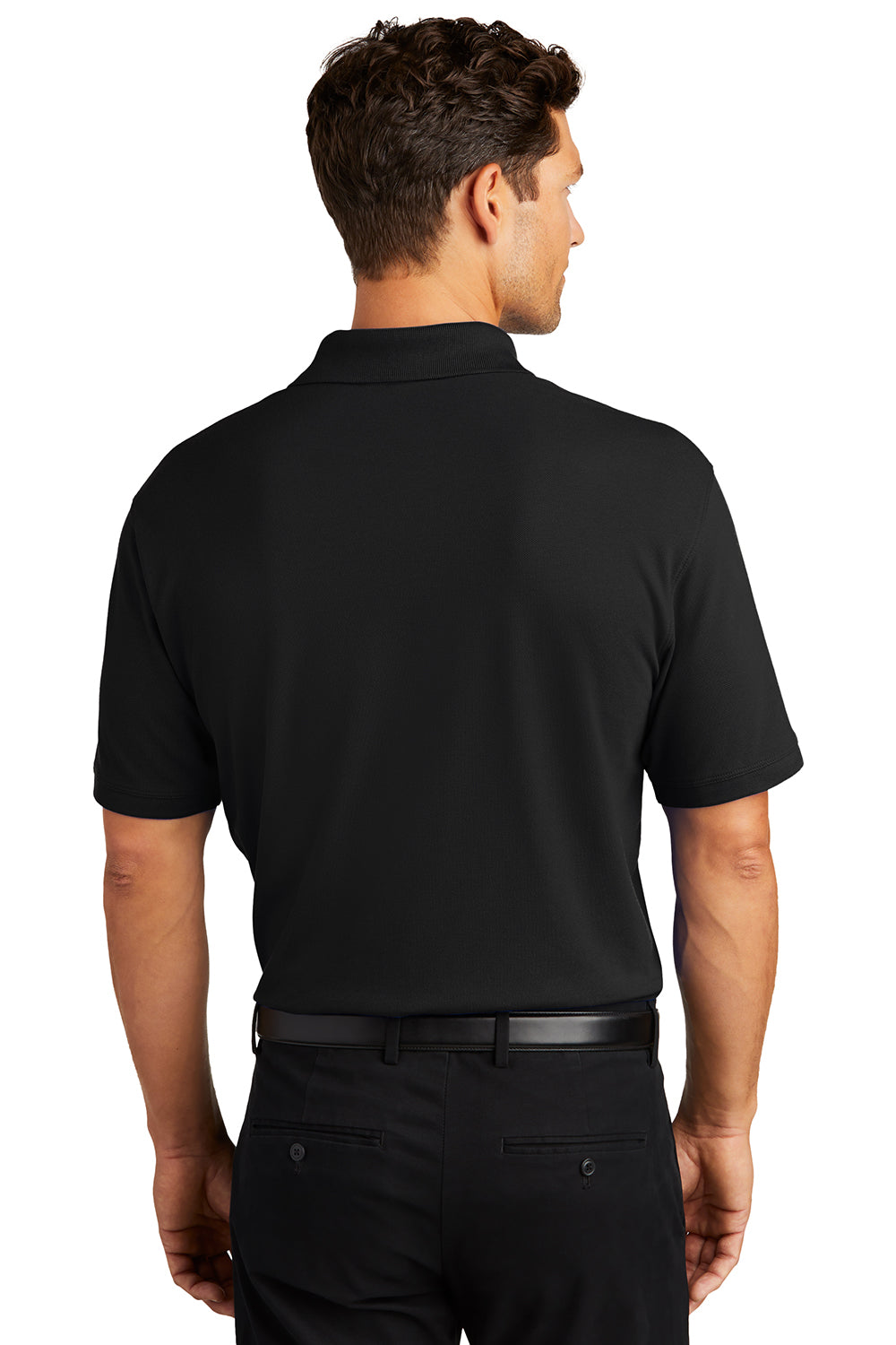 Port Authority K8000/TK8000 Mens Wrinkle Resistant Short Sleeve Polo Shirt Black Model Back