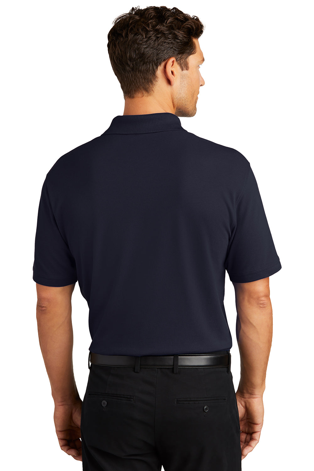 Port Authority K8000/TK8000 Mens Wrinkle Resistant Short Sleeve Polo Shirt Navy Blue Model Back