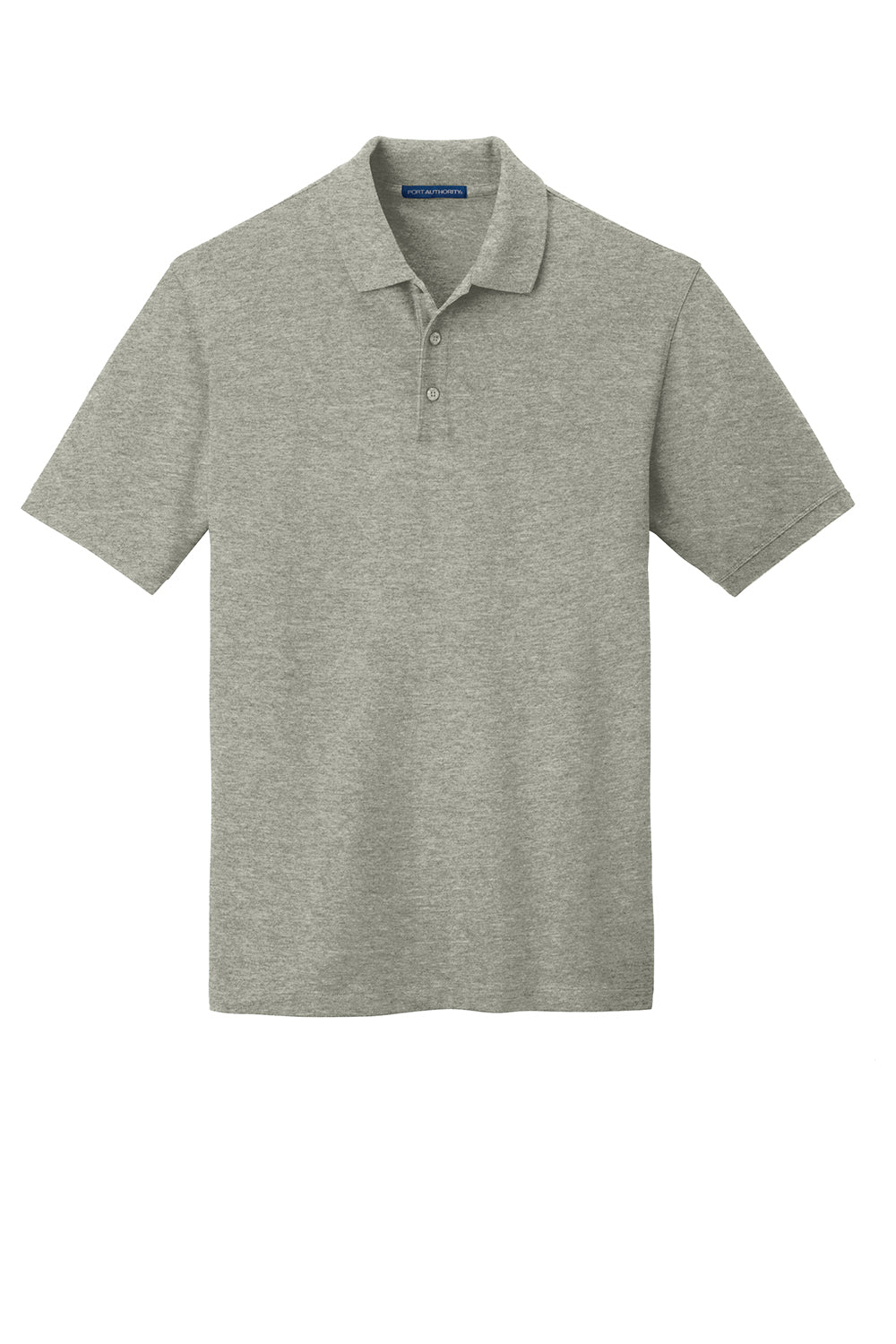 Port Authority K8000/TK8000 Mens Wrinkle Resistant Short Sleeve Polo Shirt Heather Oxford Grey Flat Front