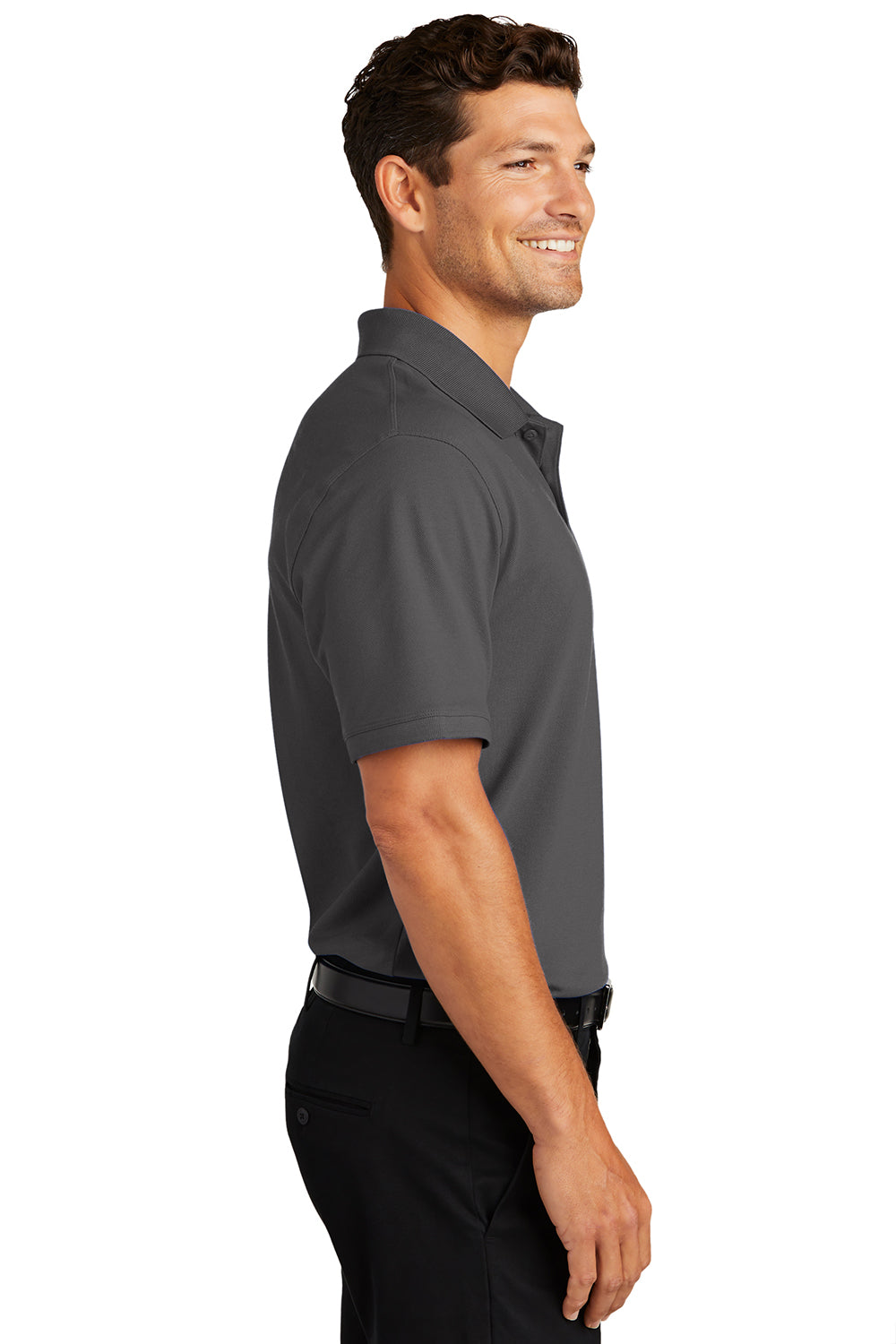 Port Authority K8000/TK8000 Mens Wrinkle Resistant Short Sleeve Polo Shirt Sterling Grey Model Side