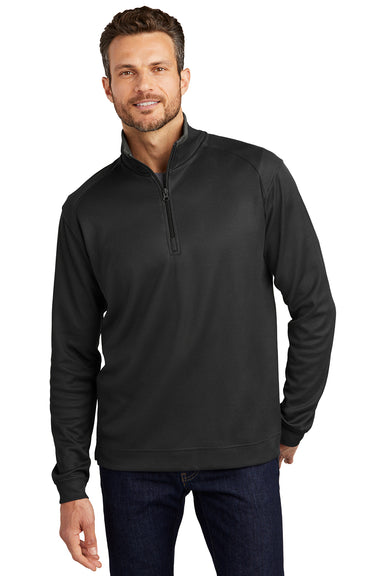 Port Authority K805 Mens 1/4 Zip Jacket Black Model Front