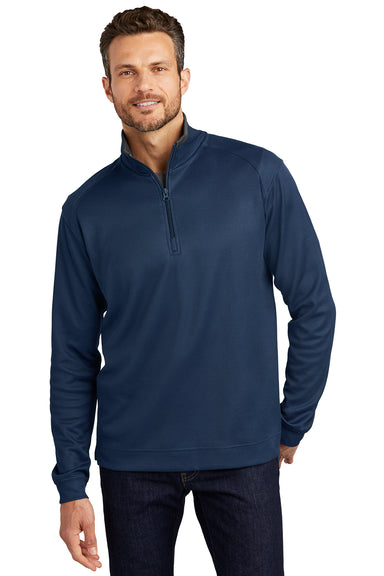 Port Authority K805 Mens 1/4 Zip Jacket Regatta Blue Model Front