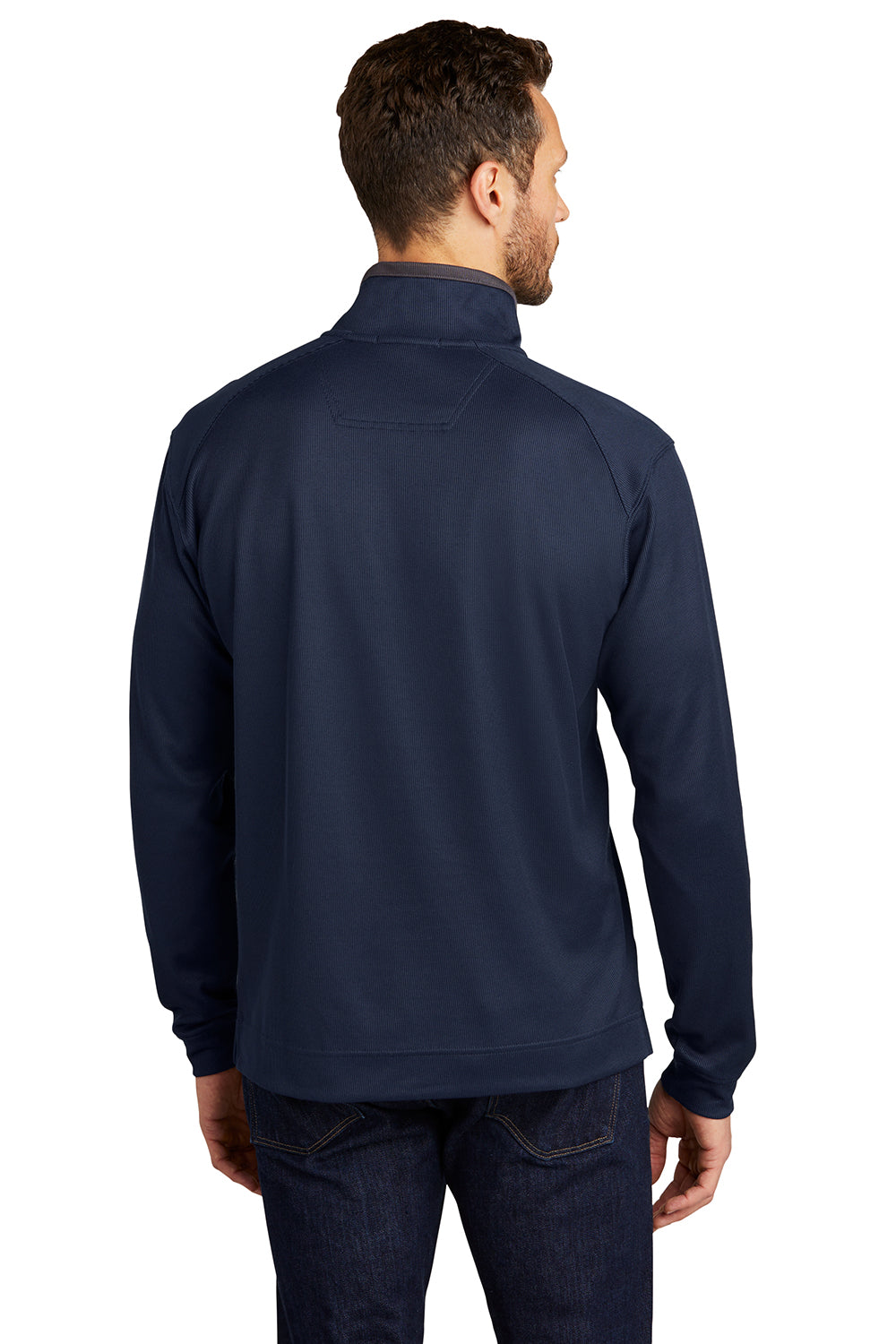 Port Authority K805 Mens 1/4 Zip Jacket True Navy Blue Model Back