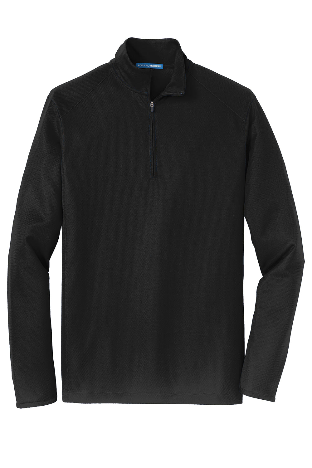 Port Authority K806 Mens Moisture Wicking 1/4 Zip Sweatshirt Black Flat Front