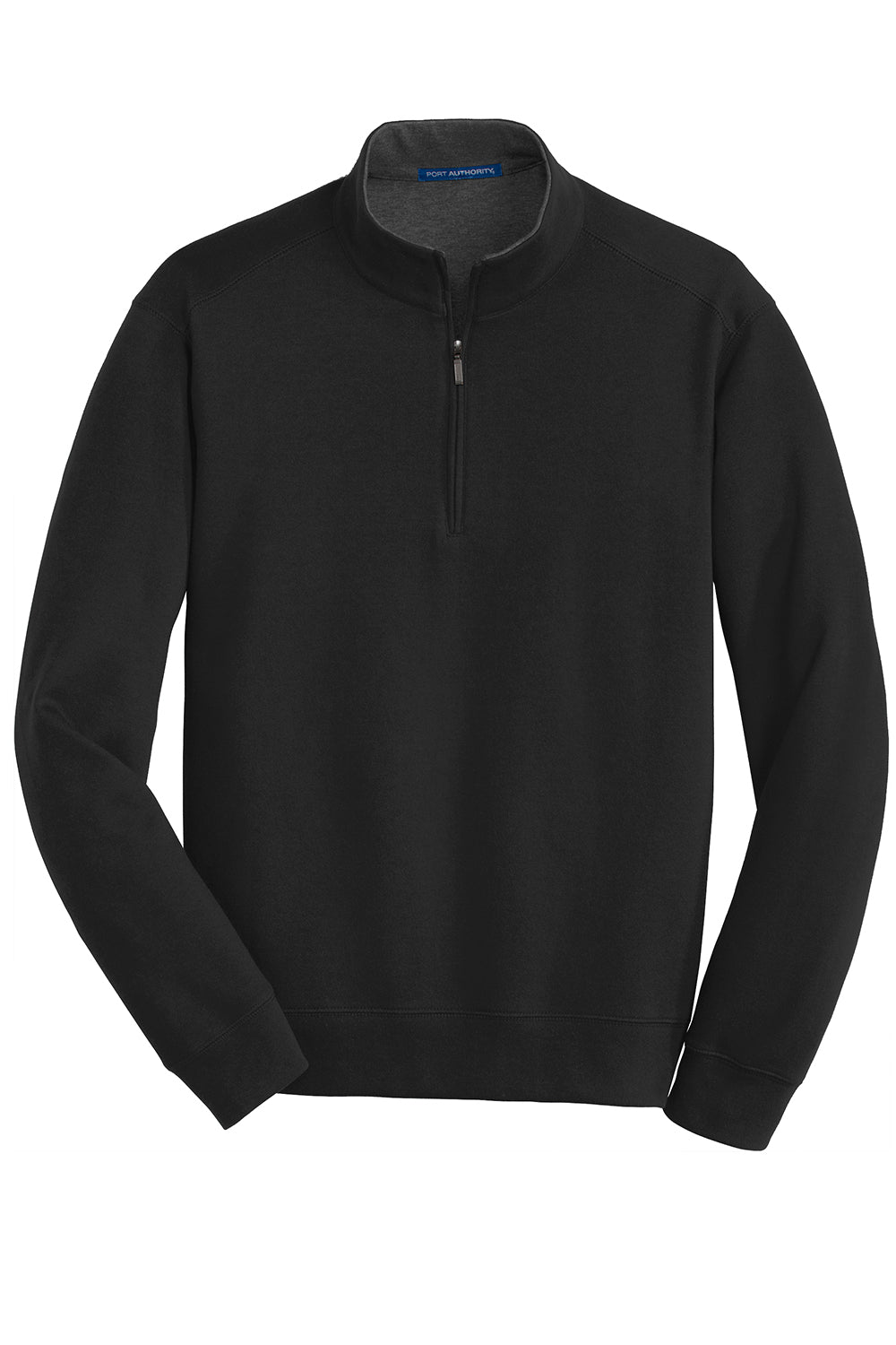 Port Authority K807 Mens 1/4 Zip Long Sleeve Sweater Deep Black Flat Front